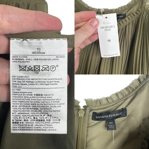 NWT Banana Republic Tigers Eye Green Strappy Midi Dress Size 10 Spaghetti Strap - Picture 5 of 15